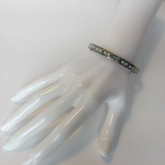 COACH Monogram Bracelet Cuff Silver/White - Picture 6 of 7